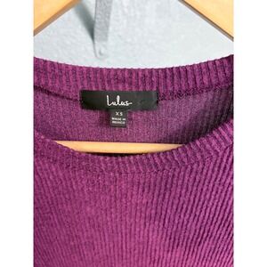 Lulus Womens XS Purple Ribbed Knit Long Sleeve Fit and Flare Skater Dress